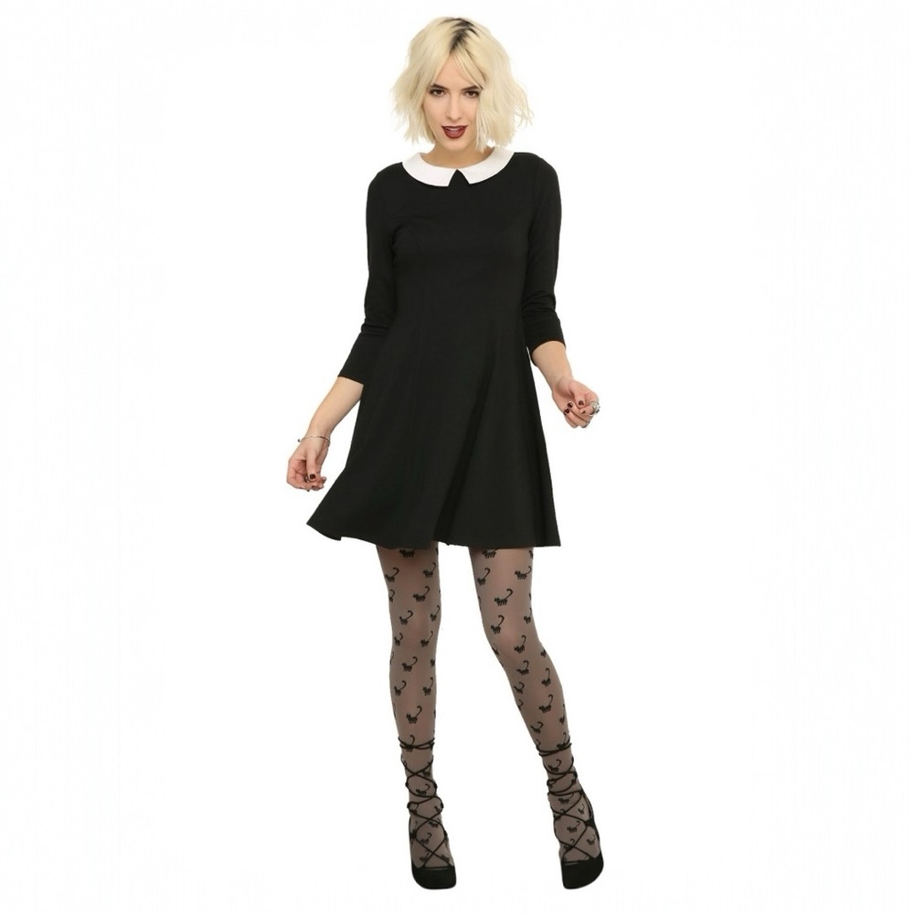 Hot Topic Wednesday Addams Black and White Collar Dress Medium